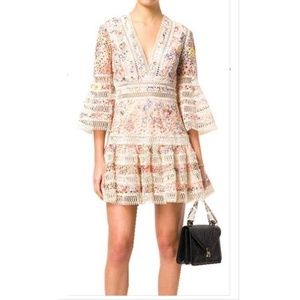 Multi-color Floral Embroidered Lace Dress